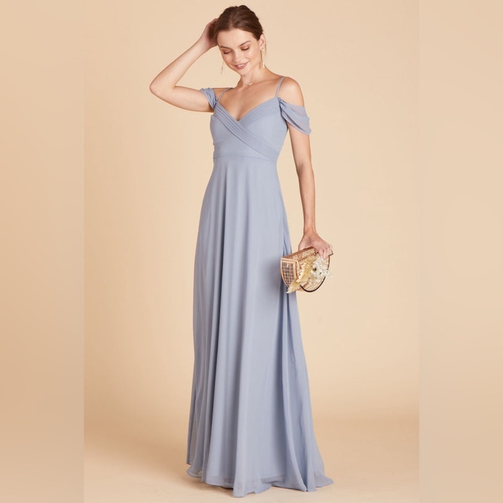 Birdy Grey Spence Convertible Chiffon Dusty Blue Bridesmaid Dress (M)